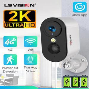 LS VISION 2K 5MP 4G SIM 카드 카메라 인체 감지 WiFi 내장 5200mAh 배터리 보안 감시 캠코더 비디오