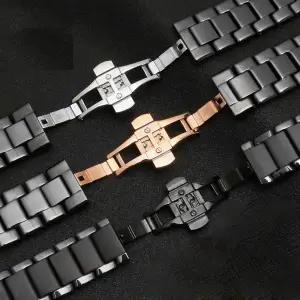 AR1451 AR1452 AR1400 AR1410 시계 밴드 스테인레스 스틸 버터 플라이 걸쇠 22mm 24mm 세라믹 시계 스트랩