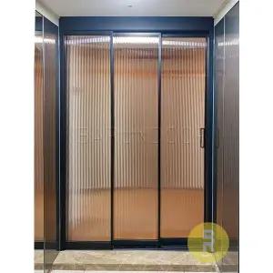 [바른도어]07번 초슬림3연동중문 블랙 모루세로강화유리
