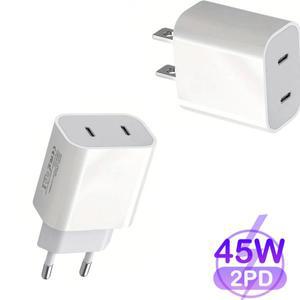 40W 듀얼 타입 C 충전기 2포트 고속 벽면 어댑터 (아이폰 15 Pro Max, 삼성, 샤오미 휴대폰용 1m 데이터 케