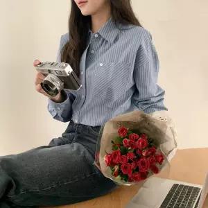 [제작] 어텀무드 루즈핏 스트라이프 셔츠 83636 빅사이즈 여성의류