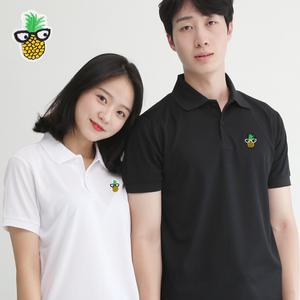 기능성 쿨론 카라 반팔 파인애플 자수 쿨 티셔츠
