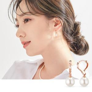 [도로시] 14k 하트링 스와진주 귀걸이(6mm)