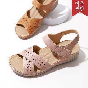 5cm 폭신 쿠션 귀여운 엑스 벨크로 스트랩 샌들 112454