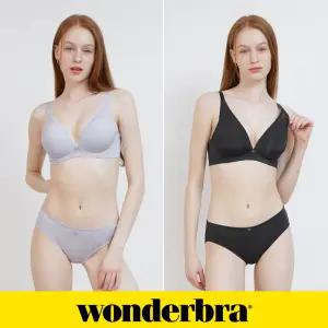 [Wonderbra] V넥 노와이어 브라팬티 4종세트 블루퍼플+블랙 WBW4N2932_T