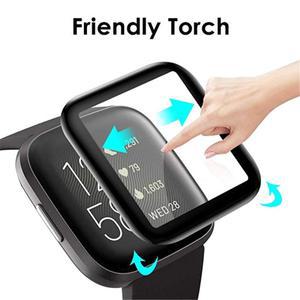 Fitbit Versa 2 3 Sense 용 2PCS 보호 필름 커버 부드러운 유리 스마트 시계 전체 화면
