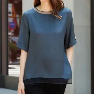 (∼99size)인견시스루배색블라우스 TBZ3935_DO