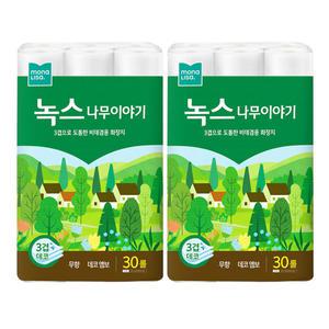 모나리자 녹스 나무이야기 3겹 물에 잘 녹는 화장지 30롤 X 2팩
