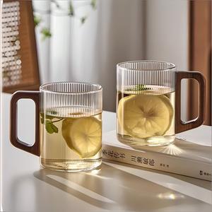 북대사글라스 홈카페 내열유리 우드 머그컵, 300ml, 2개