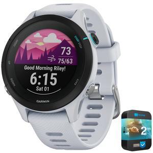 Garmin 010-02641-21 포러너 255 음악 GPS 스마트워치 화이트스톤 | 미국 공식 파트너 모델 | 2년 CPS 강화 보호 팩 번들