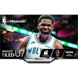 하이센스 75인치 클래스 U7 시리즈 미니 LED 4K UHD 구글 스마트 TV(75U7N) - QLED, 돌비 비전 IQ, 애트모스, 풀 어레이 로컬 디밍, 144Hz 게임 모드 프로, VRR, 알렉사 호환성