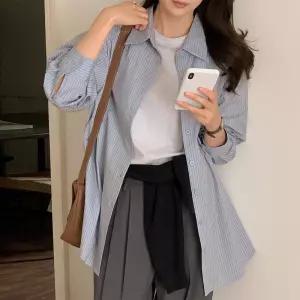 비니 스트라이프 루즈핏 셔츠 83547 빅사이즈 여성의류