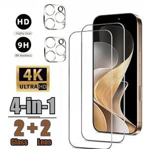 iPhone 16 15 14 Pro Max Plus 11 13 12 용 카메라 렌즈 유리 4-in-1 강화 화면 보호기