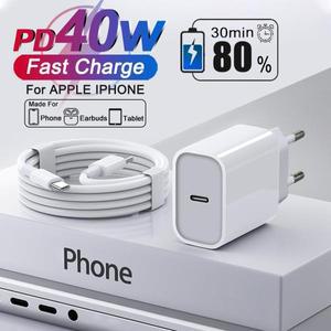 40W 타입 C 고속 충전기 아이폰 16 15 17 14 13 12 11 Pro Max Plus PD 케이블 USB 휴대폰 액세서리