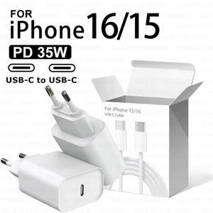 아이폰 16 프로 맥스용 정품 35W PD 고속 충전기,  15 플러스용 USB-C 충전 위빙 케이블, 휴대폰 액세서리