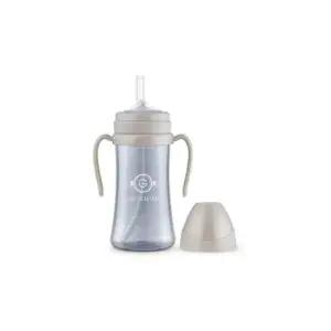 그로미미 빨대컵 휴대용 원터치 물병 베이지 300ml