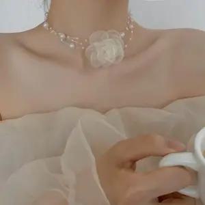 진주 장미 초커 초커목걸이 초커 진주초커 비즈목걸이 끈목걸이 여성초커 패션목걸이