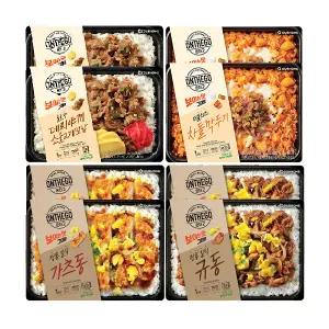 아워홈 온더고 정통 일식 가츠동 330g+더블치즈 차돌깍두기 300g+숯불향 데리야끼 소불고기 덮밥 290g+정통 일식 규동 270g 각2개 (총8개)