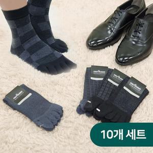 [프로암스]프리미엄 남자 남성 정장 면 발가락 양말 중목 10족세트