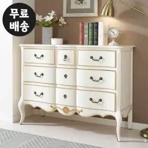 리나 엔틱 서랍장 원목 와이드 3단 체스트 안방 서랍