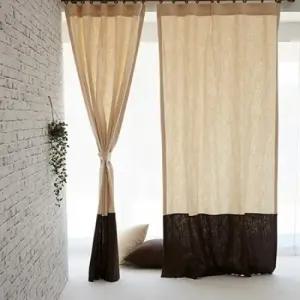 아트박스 엘르비 마노아 투톤 베이지+모카 린넨커튼 거실안방커튼 130x230)1장+커튼끈+커튼