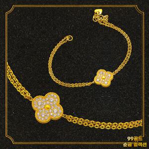 153골드 [최신]24K 순금 클로버팔찌 2돈, 3돈, 7.5g, 11.25g 팔찌.