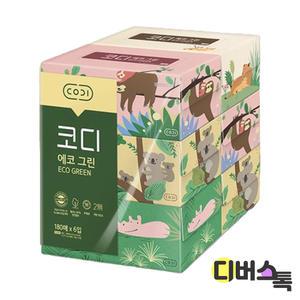 [디버스톡] 코디 에코그린 미용티슈 (180매/6입)
