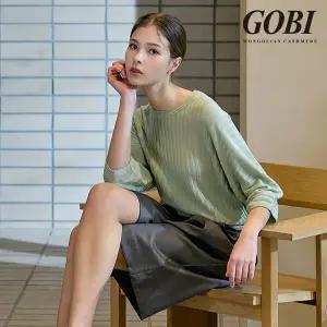 [런칭가199000원]고비(GOBI) 실크 캐시미어 립조직 5부 풀오버