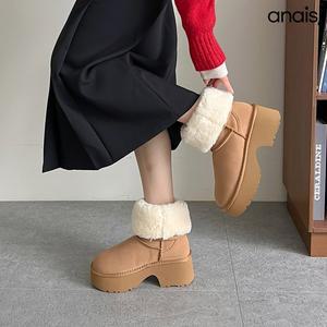 [아나이스] 소가죽 통굽 털부츠 6cm_24FW356 [무료배송]