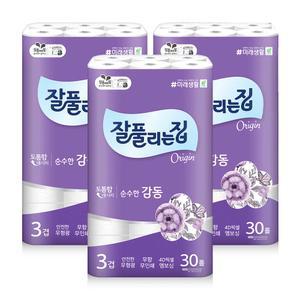 미래생활 잘풀리는집 순수한감동 3겹 무형광 화장지 25m, 30롤, 3팩