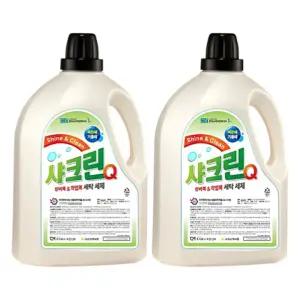 대용량 1개+1개 샤크린Q4L 수건 알칼리 세탁세제 액체 기름때 찌든때 얼룩 빨래 땀 냄새 제거 고농축
