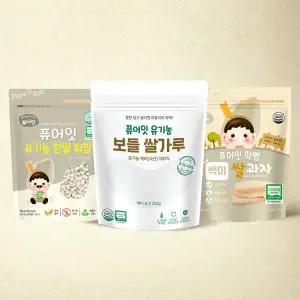 [기획세트]퓨어잇 유기농 보들쌀가루 백미1팩 + 백미떡뻥 / 쌀튀밥 2봉