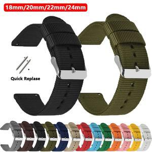 18mm 20mm 22mm 24mm 나일론 스트랩 갤럭시 시계 3/4/5 액티브 2 세이코 오메가 퀵 릴리스 시계 밴드