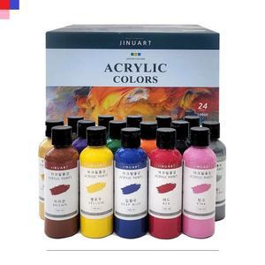 지누아트 아크릴물감 세트 대용량 12색 24색 100ml 500ml 어린이 안전인증 취미 미술