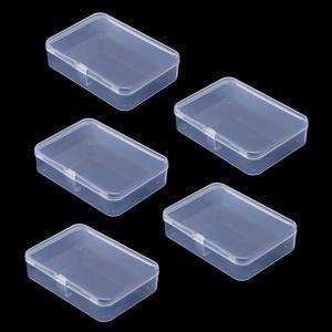 Aoktorkit 5PCS 사각 투명 플라스틱 정리함, 10 * 7 2.4cm 직사각형 빈 미니 보관 용기 상자 케이스, 작은 물건용 뚜껑 포함