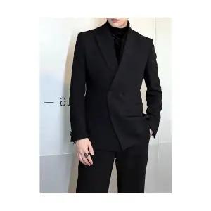 남성용 정장 자켓 봄과 가을의 차가운 양복 캐주얼 럭셔리 블랙 재킷 KS3