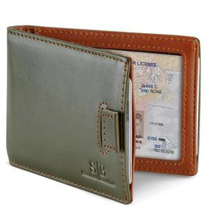 SERMAN 브랜드 RFID 차단 슬림 머니 클립 지갑 - 남성용 클립이 있는 가죽 이중폴드 프론트 포켓 미니멀리스트 남성 지갑, 소형 신용카드 홀더 선물 상자가 여행용