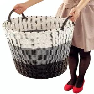 원형빨래바구니 대용량 플라스틱 세탁 보관 용기 원통형 짠