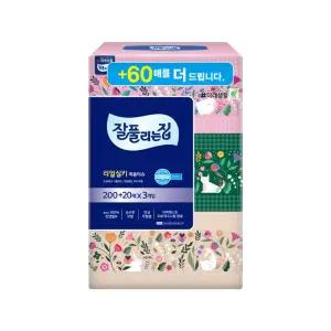 미래생활 잘풀리는집 각티슈 200+20매 3입/미용/3겹/천연펄프/곽티슈/먼지없는/천연/펄프/집들이/선물/티슈