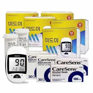 [셀러허브]미드미 혈당측정기 + 시험지250 + 침200 + 솜200 검사지 스트립 D (S33591851)