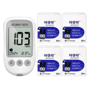 [셀러허브]아큐라 혈당측정기+검사지200매+채혈침200개+알콜솜200매 당체크 임당 시험지 D (S36181880)