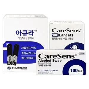 [셀러허브]아큐라 혈당측정지 50매+채혈침100개+알콜솜100매 시험지 임당 당체크 스트립 D (S36181924)