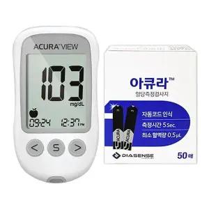 [셀러허브]아큐라 혈당측정기+ 시험지50매 수치 검사지 당체크 임당 스트립 D (S36181908)