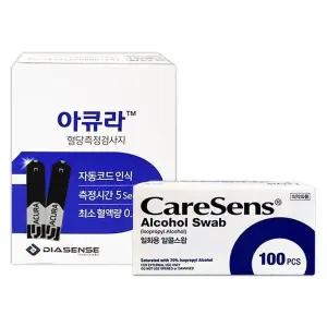 [셀러허브]아큐라 혈당측정지 50매+알콜솜100개 측정 시험지 임당 당체크 D (S36181917)