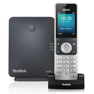 Yealink W60P 무선 DECT IP 전화 및 기지국, 2.4인치 컬러 디스플레이. 10/100 이더넷, 802.3af PoE, 전원 어댑터 포함