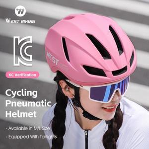 WEST BIKING 여성용 에어로 사이클링 헬멧 일체형 스포츠 안전 KC 인증 남녀공용 도로 자전거 헬멧(후면 LE