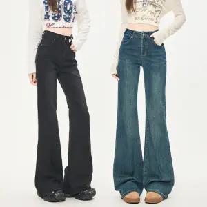 재입고 XZ-1238/ 와이드 통 일자 여성 스판 자수 데님팬츠 키작 녀 키큰 롱 청바지/ 20095A2