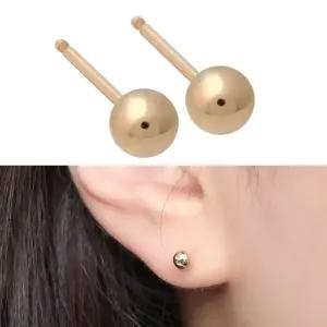 [아우트]단발귀걸이 골드 볼 일자침 14K 4mm
