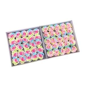 25pcs 고품질 다채로운 비누 꽃 장미 머리 발렌타인 크리스마스 선물 상자