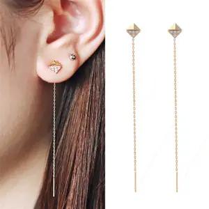 마름모 14K GOLD 롱 드롭 금 귀걸이